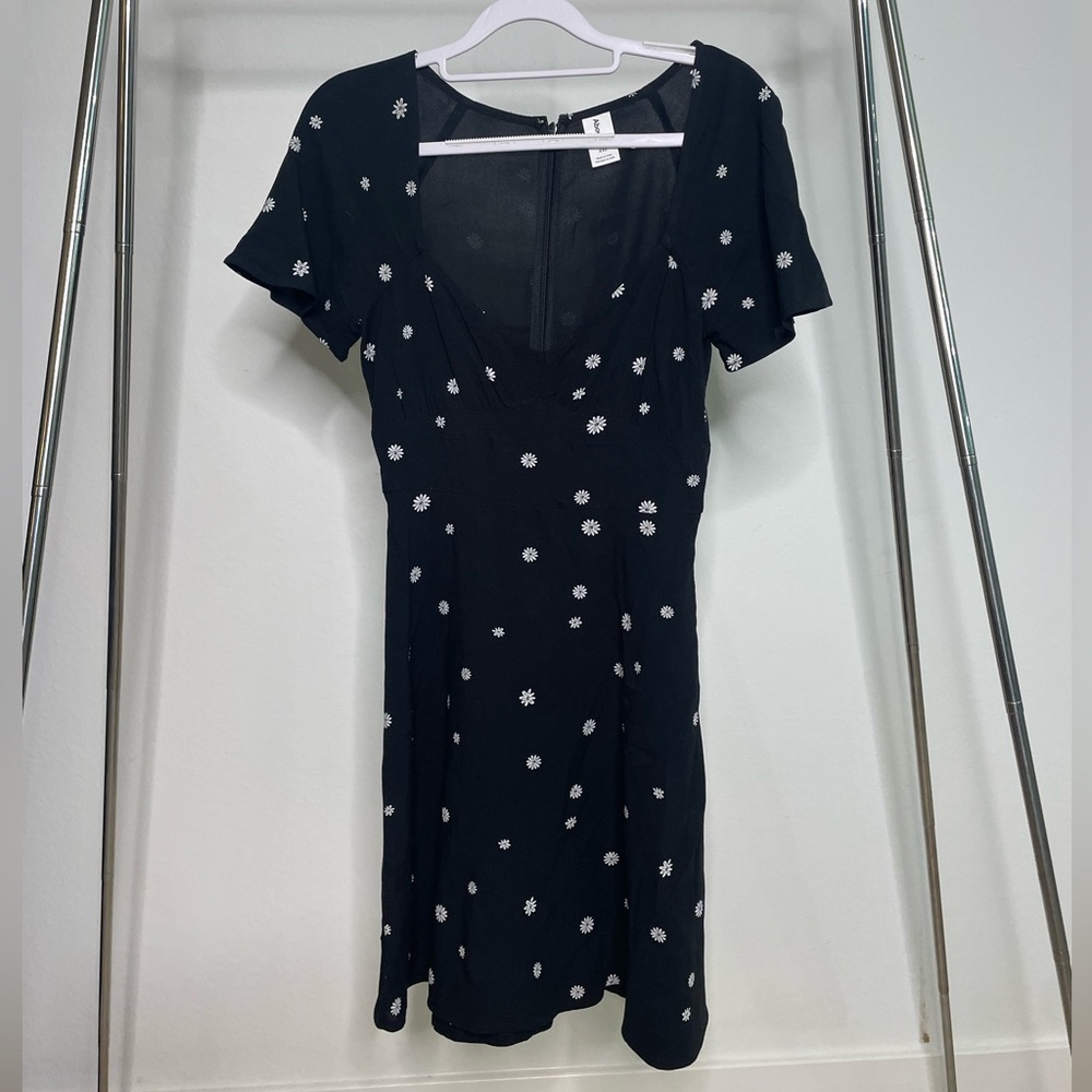 Abound Casual Black Dress with White Flowers, Sz XXS (fits like XS)